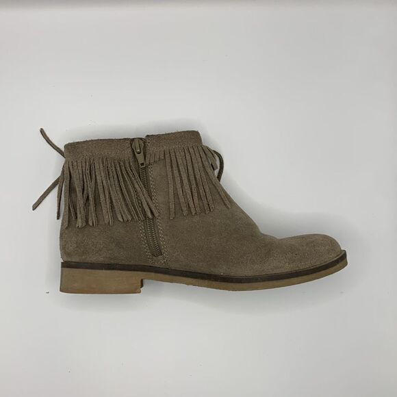 Lucky brand Galley style fringe brown suede ankle booties woman’s size 7.5 - Picture 7 of 9
